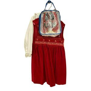 Vintage Gymboree 5Y Nutcracker Smocked Red Velvet Christmas Dress With Blouse an